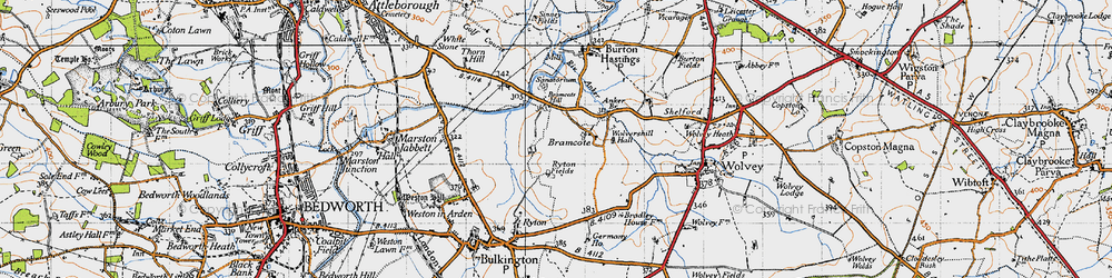 Old map of Bramcote in 1946