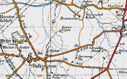 Old map of Bramcote Mains in 1946