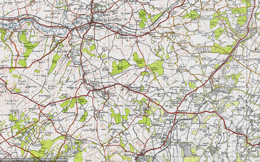 Old Map of Bramdean, 1945 in 1945