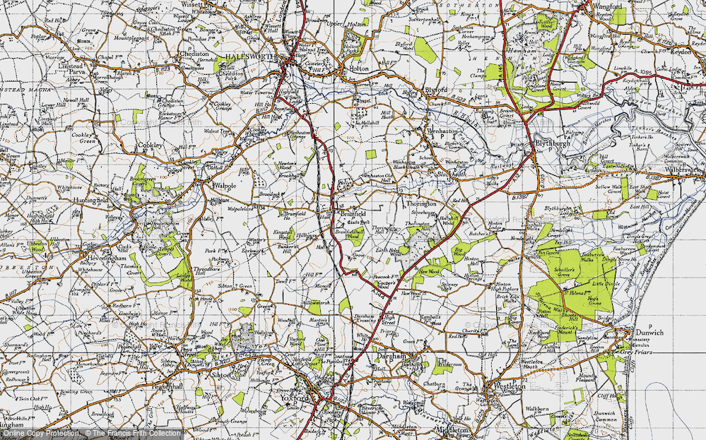 Old Map of Historic Map covering Bramfieldhall Wood in 1946