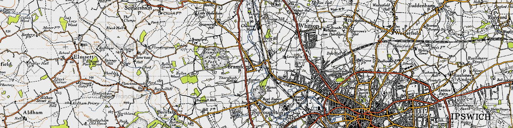 Old map of Bramford in 1946