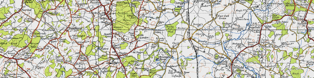 Old map of Bramley Corner in 1945