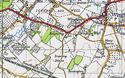 Old map of Bramling Downs in 1947