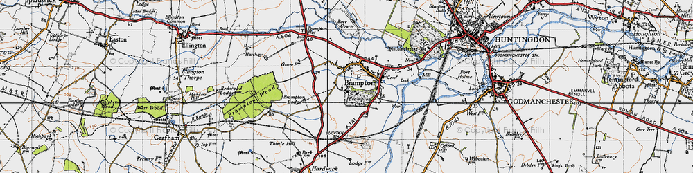 Old map of Brampton in 1946