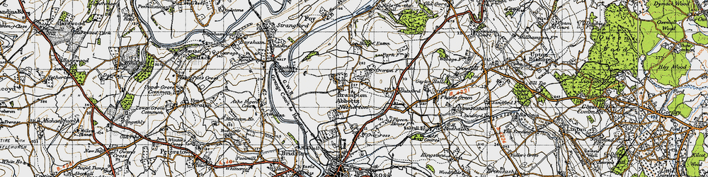 Old map of Brampton Abbotts in 1947