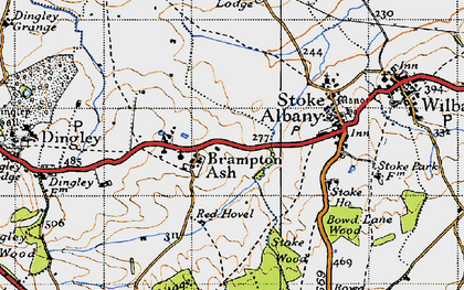Old map of Brampton Ash in 1946