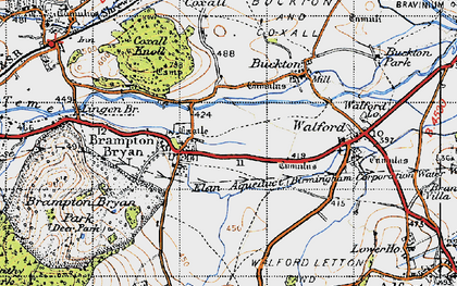 Old map of Brampton Bryan in 1947