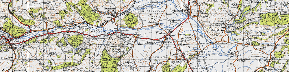 Old map of Brampton Bryan in 1947
