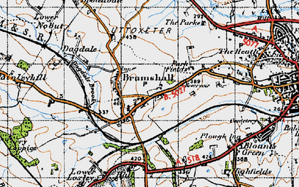 Old map of Lower Loxley in 1946