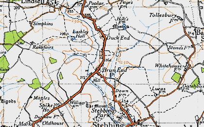 Old map of Bran End in 1946