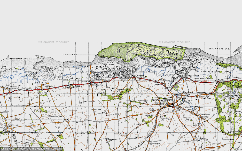 Old Map of Historic Map covering Brancaster Marsh in 1946