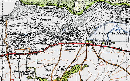 Old map of Brancaster Marsh in 1946