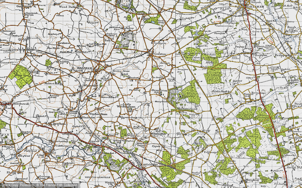 Old Map of Brandiston, 1945 in 1945