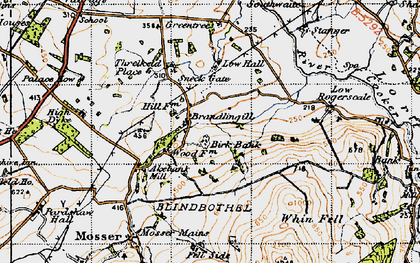 Old map of Whin Fell in 1947