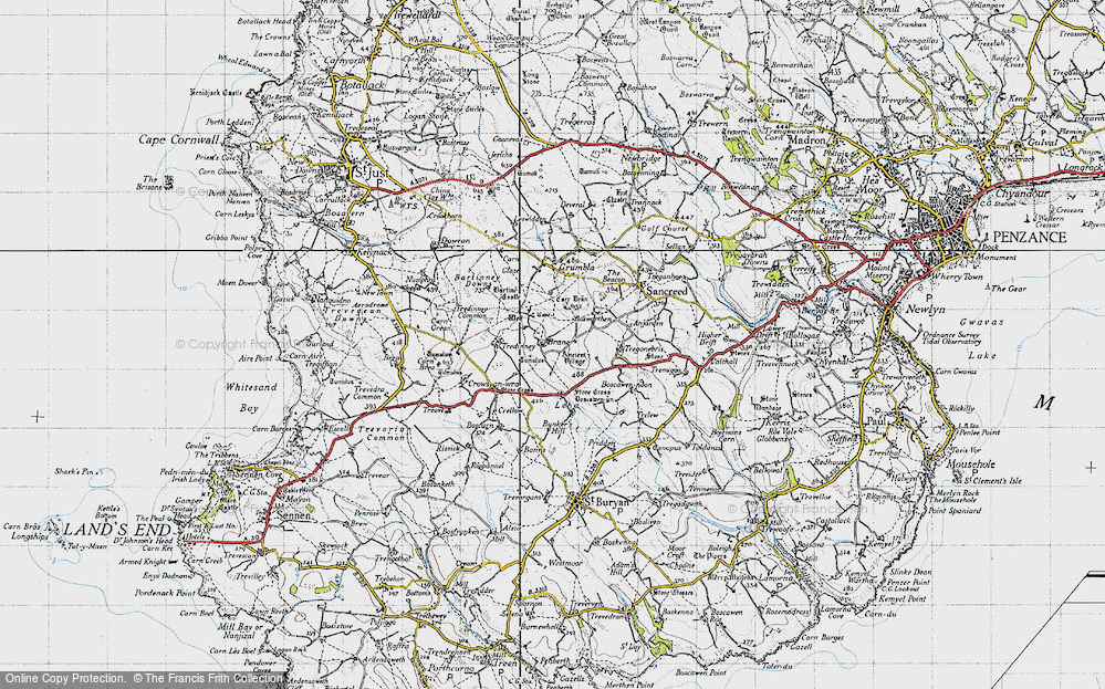 Old Map of Historic Map covering Boscawenoon in 1946