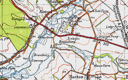 Old map of Bransbury in 1945