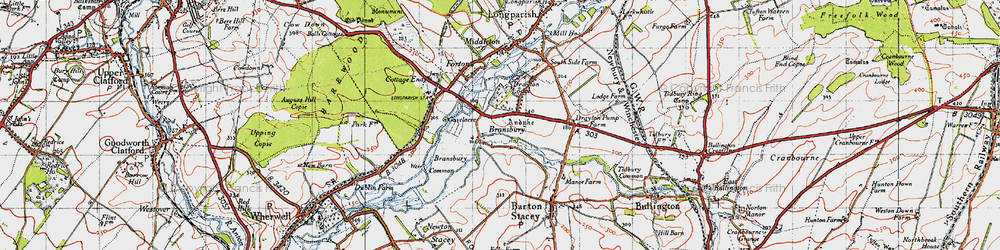 Old map of Bransbury in 1945