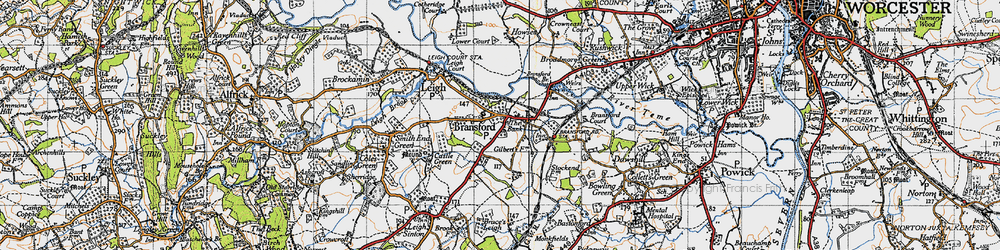 Old map of Bransford in 1947