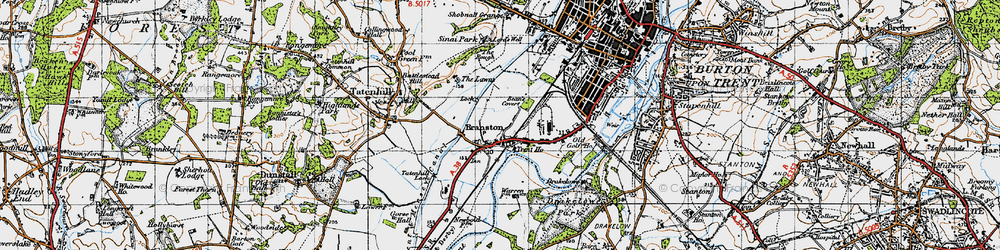 Old map of Battlestead Hill in 1946