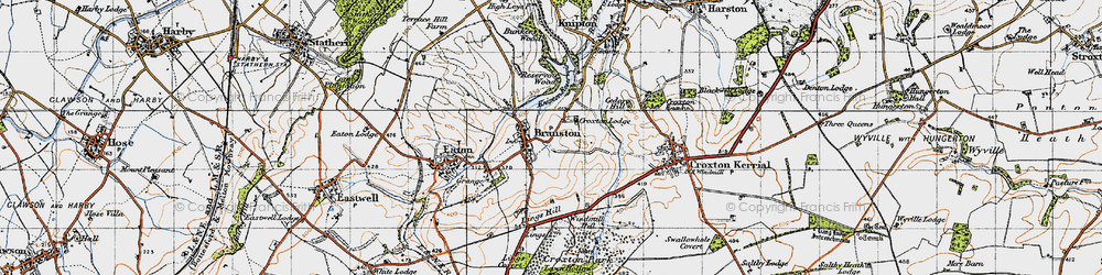 Old map of Branston in 1946
