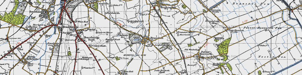 Old map of Branston in 1947