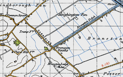 Old map of Branston Booths in 1947