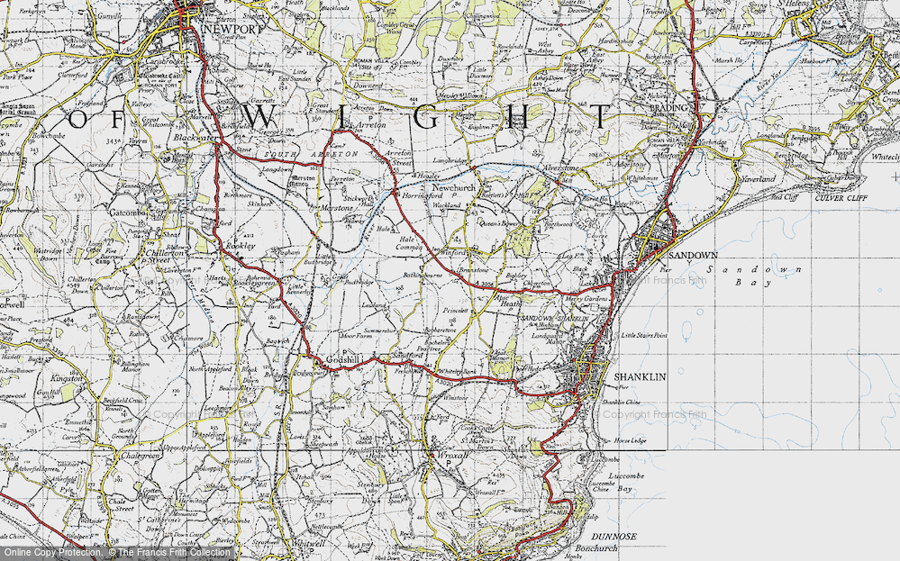 Old Map of Historic Map covering Bathingbourne in 1945