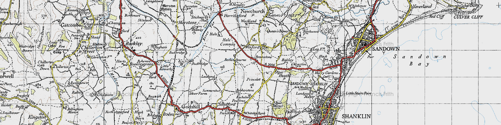 Old map of Bathingbourne in 1945