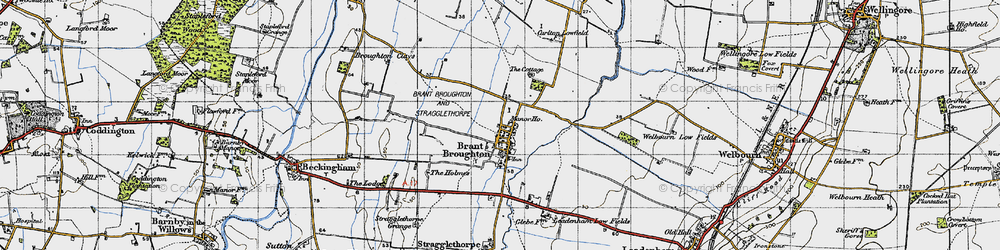 Old map of Brant Broughton in 1947