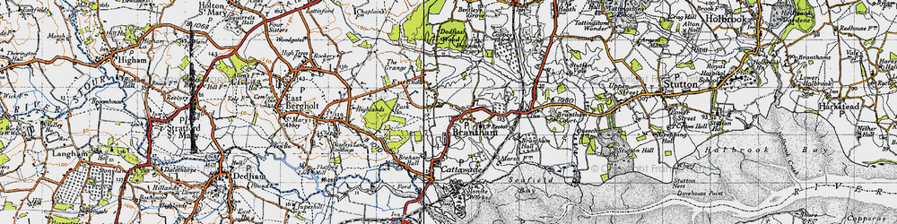 Old map of Brantham Glebe in 1946