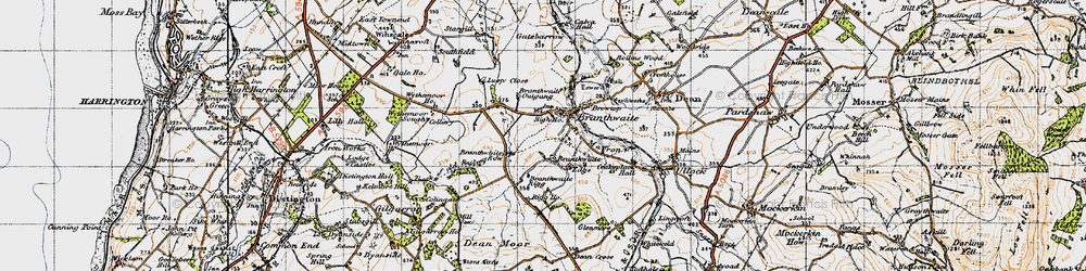 Old map of Branthwaite Rigg in 1947