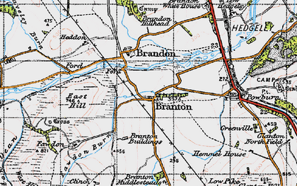 Old map of Brandon Hillhead in 1947