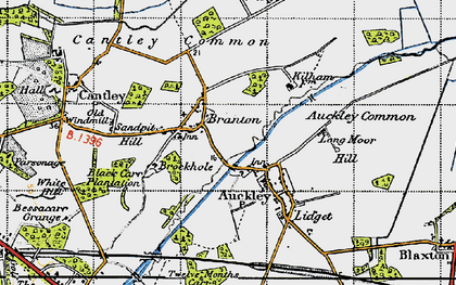 Old map of Branton in 1947