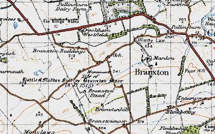 Old map of Branxton in 1947