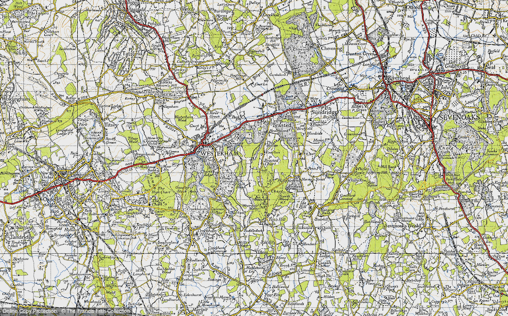 Old Map of Brasted Chart, 1946 in 1946