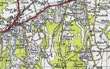 Old map of Brasted Chart in 1946