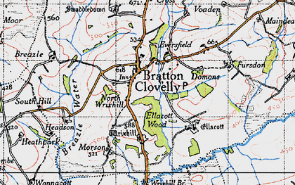 Old map of Bratton Clovelly in 1946