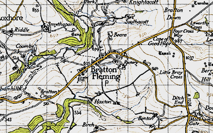 Old map of Bratton Fleming in 1946