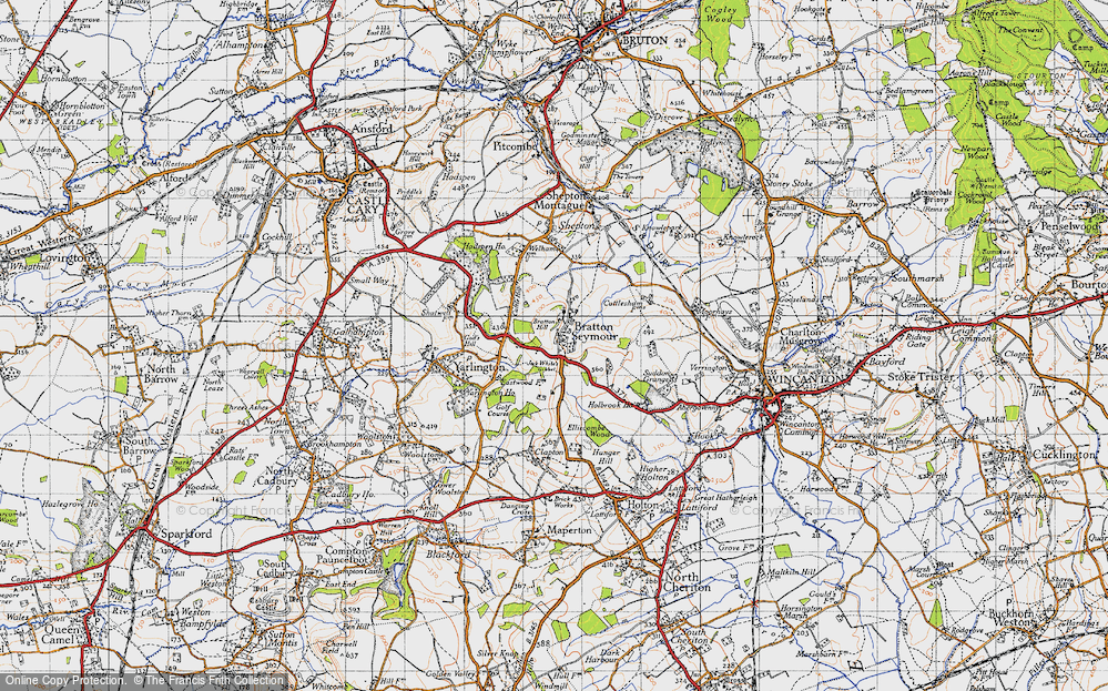 Old Map of Historic Map covering Bratton Hill in 1945