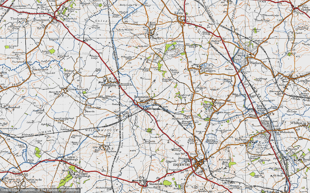 Old Map of Historic Map covering Braunston Covert in 1946