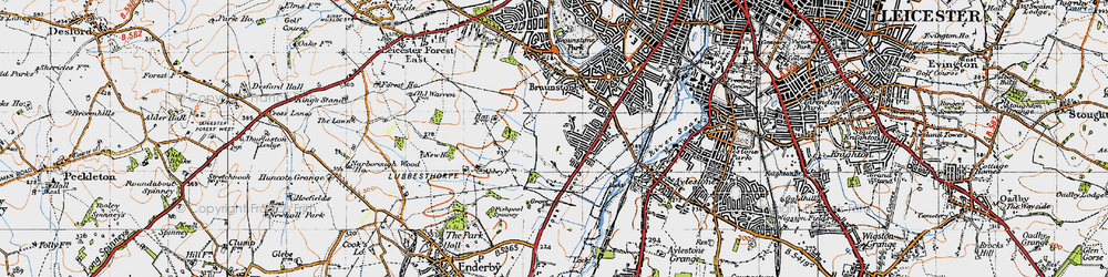 Old map of Braunstone Town in 1946