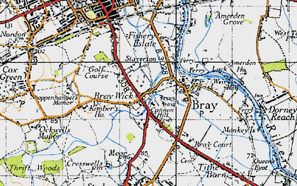 Old map of Bray Wick in 1945