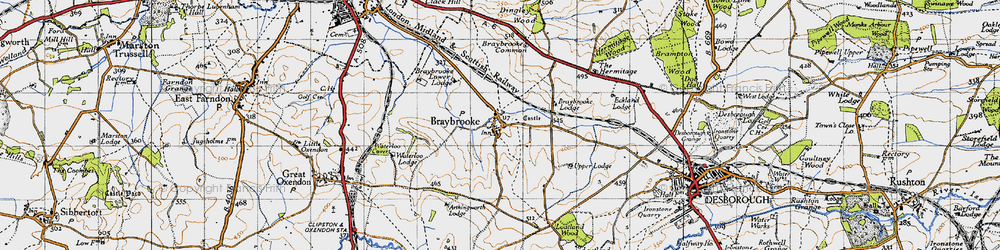 Old map of Braybrooke in 1946
