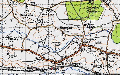 Old map of Braydon Side in 1947