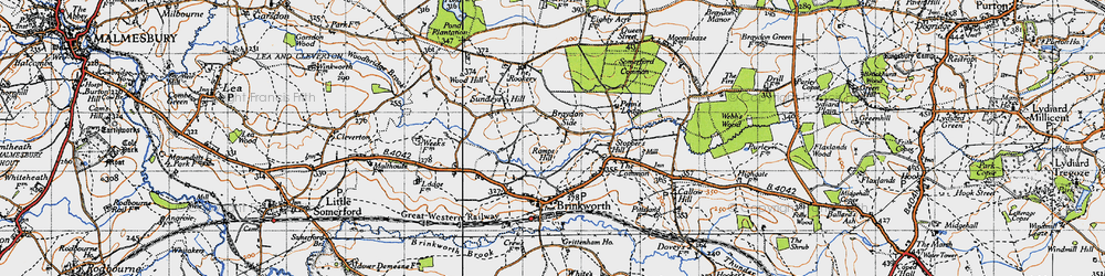 Old map of Braydon Pond in 1947