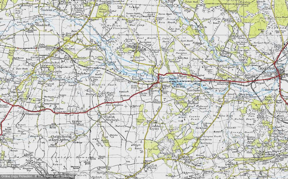 Old Map of Historic Map covering Burton Cross in 1945