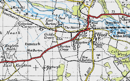 Old map of Burton Cross in 1945