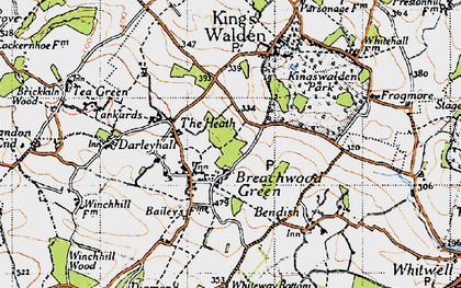 Old map of Breachwood Green in 1946