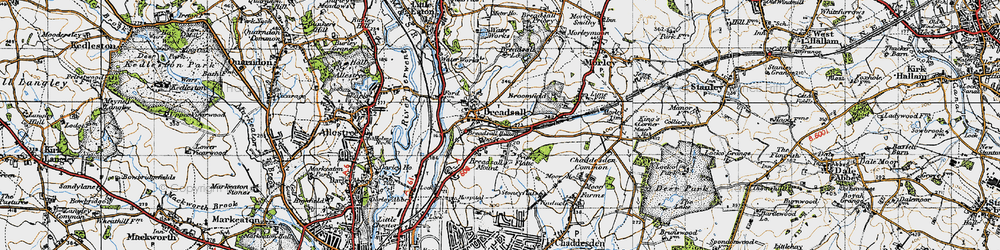 Old map of Breadsall Lodge in 1946
