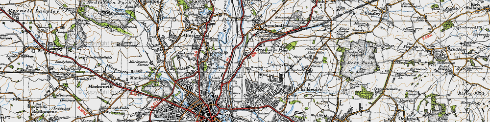 Old map of Breadsall Hilltop in 1946